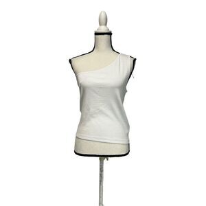 Madewell women’s Supima Rib One-Shoulder Tank Top, white, XL